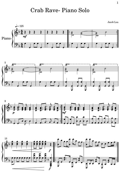crab rave piano notes|CRAB RAVE .